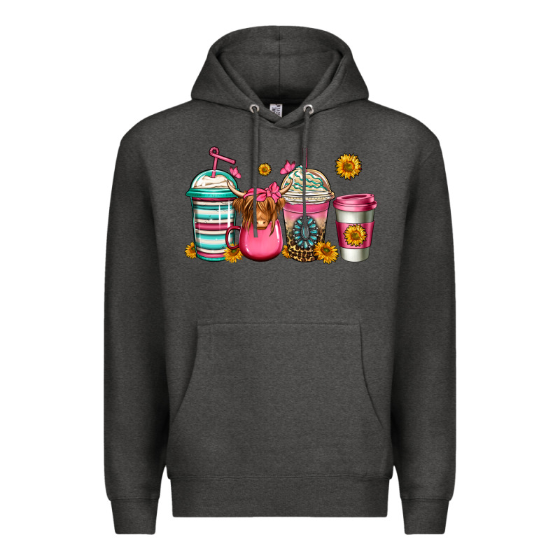 Longhaired Cow Coffee Cups Premium Hoodie by Jasminsmagicworld | Teevron