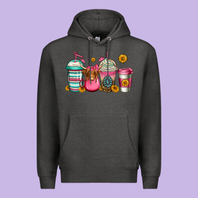 Longhaired Cow Coffee Cups Premium Hoodie Designed By Jasminsmagicworld