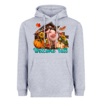 Heather Grey Welcome fall pig Heavyweight Hoodie - RanaPortraitStore