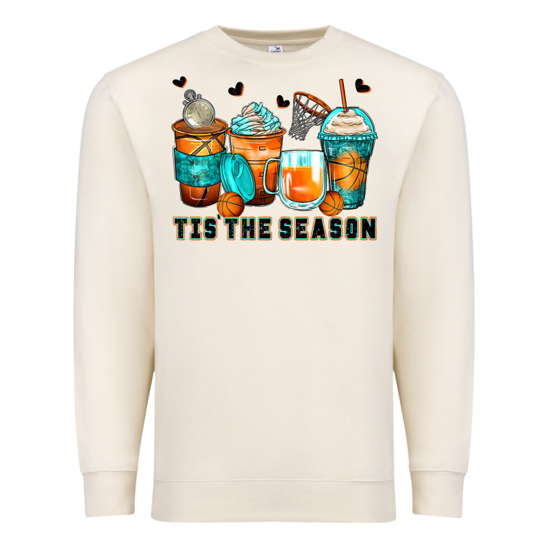 Tis' The Season Basketball Coffee Cups Premium Sweatshirt by Zillion Design Studio | Teevron