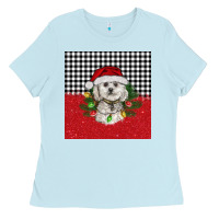 Baby Blue Christmas Bichon frise dog Ladies Tee - BarkalooDesign
