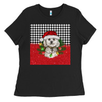 Black Christmas Bichon frise dog Ladies Tee - BarkalooDesign
