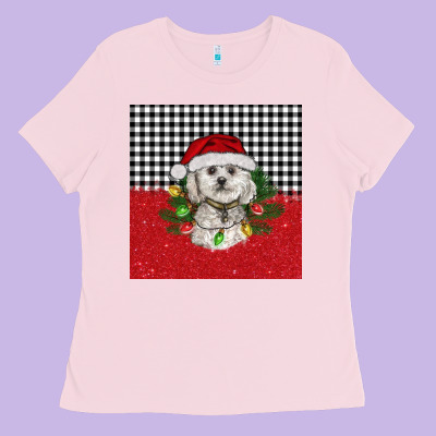 Christmas Bichon Frise Dog Ladies Tee Designed By Barkaloodesign
