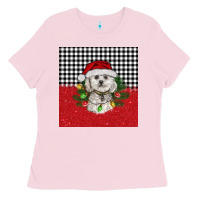 Bubblegum Pink Christmas Bichon frise dog Ladies Tee - BarkalooDesign