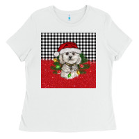 White Christmas Bichon frise dog Ladies Tee - BarkalooDesign