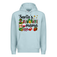 Blue Mist santa's favorite mama Premium Hoodie - AdoDesignShop
