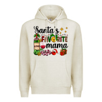 Oatmeal Heather santa's favorite mama Premium Hoodie - AdoDesignShop