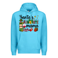 Ocean Blue santa's favorite mama Premium Hoodie - AdoDesignShop