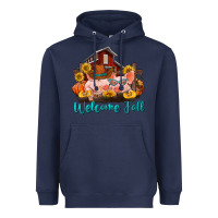 Navy Welcome fall pigs Heavyweight Hoodie - RanaPortraitStore