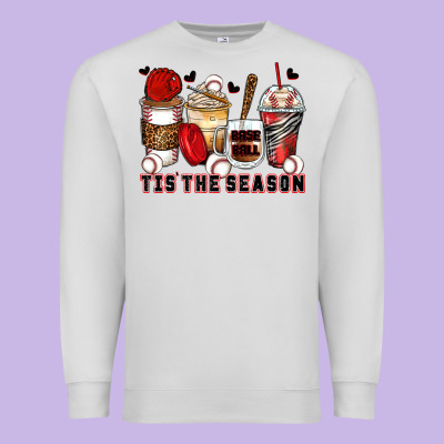 Tis' The Season Baseball Coffee Cups Premium Sweatshirt Designed By Zillion Design Studio