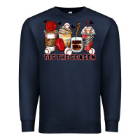 Navy tis' the season baseball coffee cups Premium Sweatshirt - Zillion Design Studio