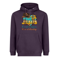Plum jesus it s not religion it s a relationship Heavyweight Hoodie - texasbilliewilder