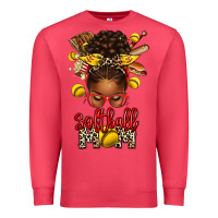 Cardinal softball mom afro messy bun Premium Sweatshirt - texasbilliewilder
