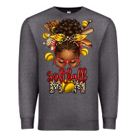 Charcoal Heather softball mom afro messy bun Premium Sweatshirt - texasbilliewilder