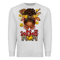 Dove Grey softball mom afro messy bun Premium Sweatshirt - texasbilliewilder