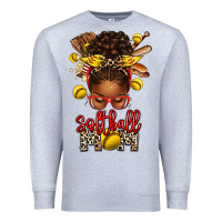 Heather Grey softball mom afro messy bun Premium Sweatshirt - texasbilliewilder