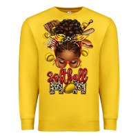 Lemon softball mom afro messy bun Premium Sweatshirt - texasbilliewilder