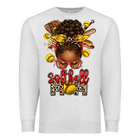 Oatmeal Heather softball mom afro messy bun Premium Sweatshirt - texasbilliewilder