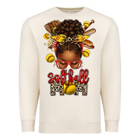 Softball Mom Afro Messy Bun Premium Sweatshirt | Teevron