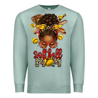 Seafoam softball mom afro messy bun Premium Sweatshirt - texasbilliewilder