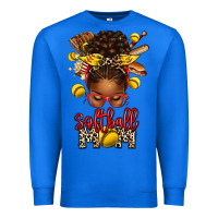 True Royal softball mom afro messy bun Premium Sweatshirt - texasbilliewilder