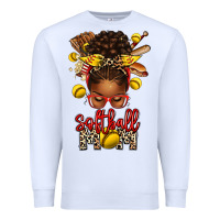 White softball mom afro messy bun Premium Sweatshirt - texasbilliewilder