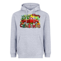 Heather Grey merry christmas truck Heavyweight Hoodie - Zillion Design Studio