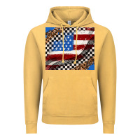 Vintage Mustard American flag and race flag Vintage Hoodie - AdoDesignShop