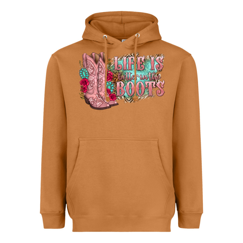 Life Is Better In The Boots Heavyweight Hoodie by texasbilliewilder | Teevron