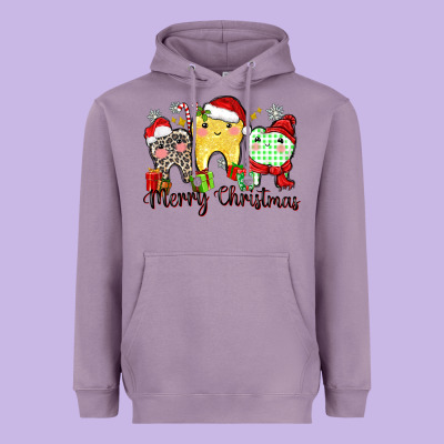 Merry Christmas Tooth Heavyweight Hoodie Designed By Zillion Design Studio