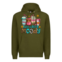 Army Green just a little moody coffee cups Premium Hoodie - Jasminsmagicworld