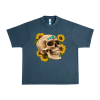 Midnight Navy skull flowers and gemstone Urban Heavy Tee - Artiststas