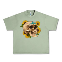Oil Green skull flowers and gemstone Urban Heavy Tee - Artiststas