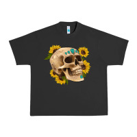 Pigment Black skull flowers and gemstone Urban Heavy Tee - Artiststas