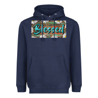 Navy Blessed With Daisy And Leopard Heavyweight Hoodie - RanaPortraitStore