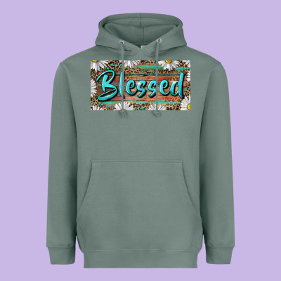 Heavyweight Hoodie Blessed With Daisy And Leopard