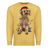 Antique Gold cockapoo with christmas lights Premium Sweatshirt - RanaPortraitStore