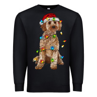 Black cockapoo with christmas lights Premium Sweatshirt - RanaPortraitStore