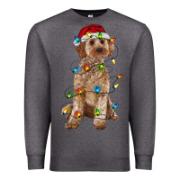 Charcoal Heather cockapoo with christmas lights Premium Sweatshirt - RanaPortraitStore