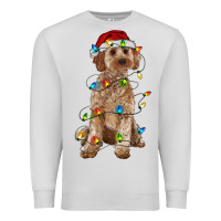 Dove Grey cockapoo with christmas lights Premium Sweatshirt - RanaPortraitStore