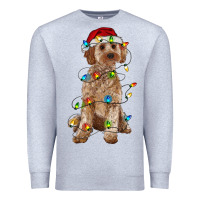 Heather Grey cockapoo with christmas lights Premium Sweatshirt - RanaPortraitStore