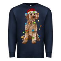 Navy cockapoo with christmas lights Premium Sweatshirt - RanaPortraitStore