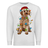 Oatmeal Heather cockapoo with christmas lights Premium Sweatshirt - RanaPortraitStore
