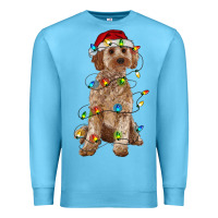Ocean Blue cockapoo with christmas lights Premium Sweatshirt - RanaPortraitStore