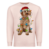 Pale Pink cockapoo with christmas lights Premium Sweatshirt - RanaPortraitStore
