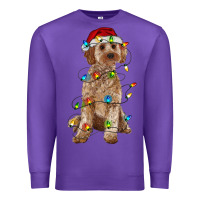 Purple cockapoo with christmas lights Premium Sweatshirt - RanaPortraitStore