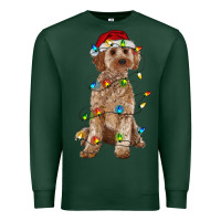 Sports Green cockapoo with christmas lights Premium Sweatshirt - RanaPortraitStore