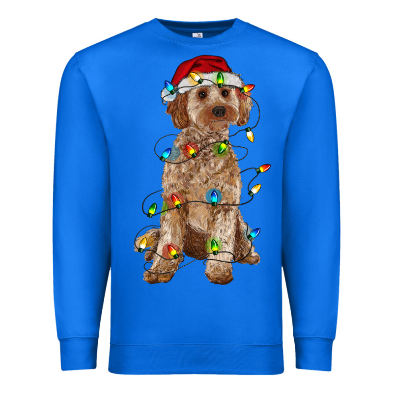 Cockapoo With Christmas Lights Premium Sweatshirt by RanaPortraitStore | Teevron
