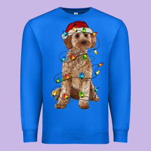 Cockapoo With Christmas Lights Premium Sweatshirt Designed By Ranaportraitstore