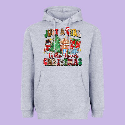 Just A Girl Who Loves Christmas Heavyweight Hoodie Designed By Zillion Design Studio
